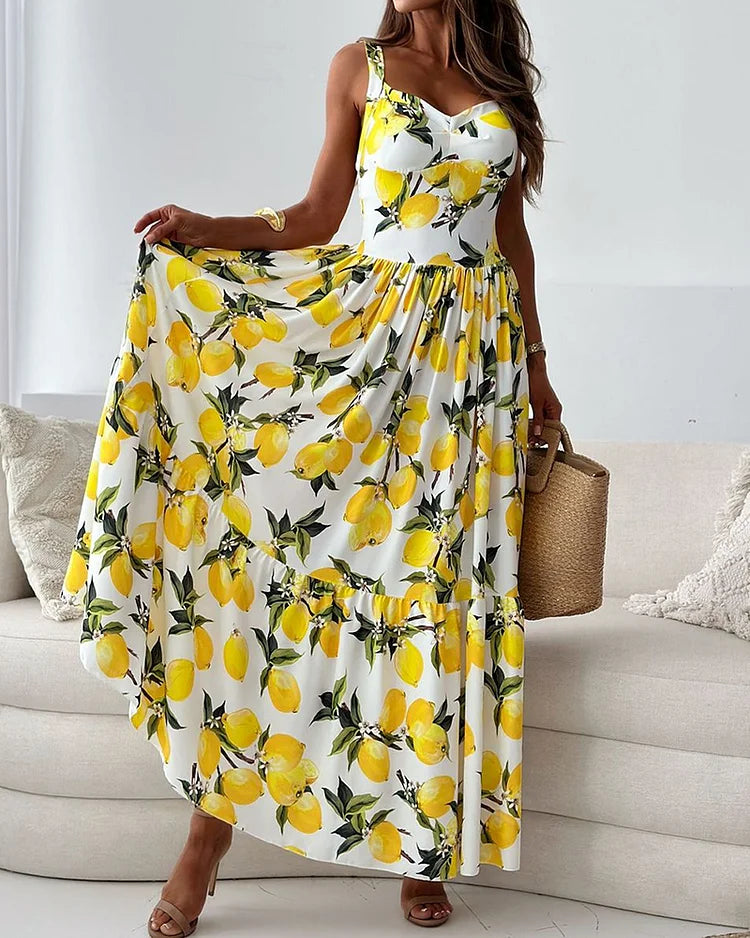 Mune Fashion | Strap dress with lemon print