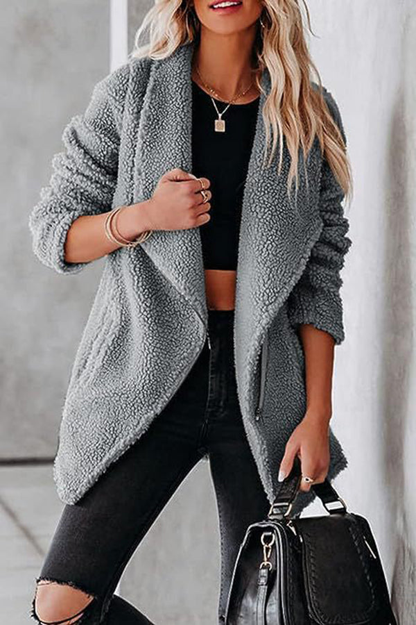 Mune | Casual Lamb Leather Jacket with Zippered Pockets and Boxy Suede Jacket