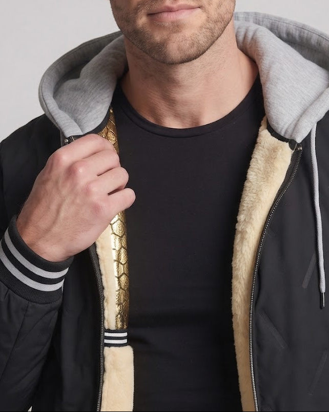 Men's Thermal Insulated Bomber Jacket with Faux Fur Collar Mune Fashion