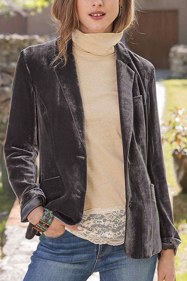 Mune | Velvet Solid Color Fashionable Casual Blazer