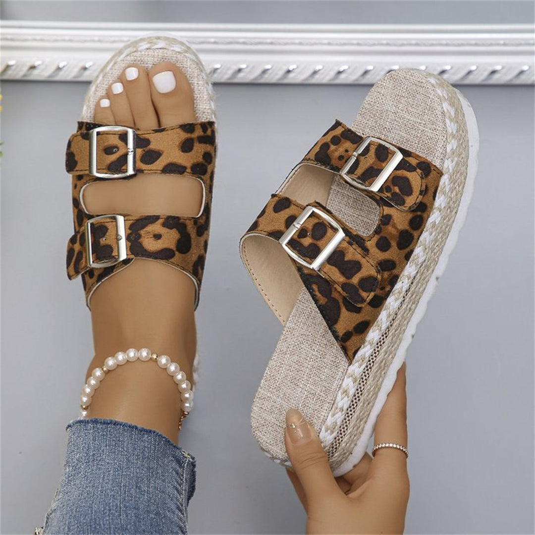 Mune | Sandals with Double Buckle and Leopard Print