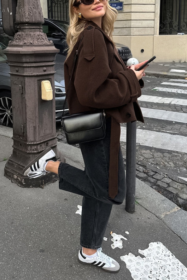 Mune | Revers Temperament Double-Breasted Hair Wool Jacket