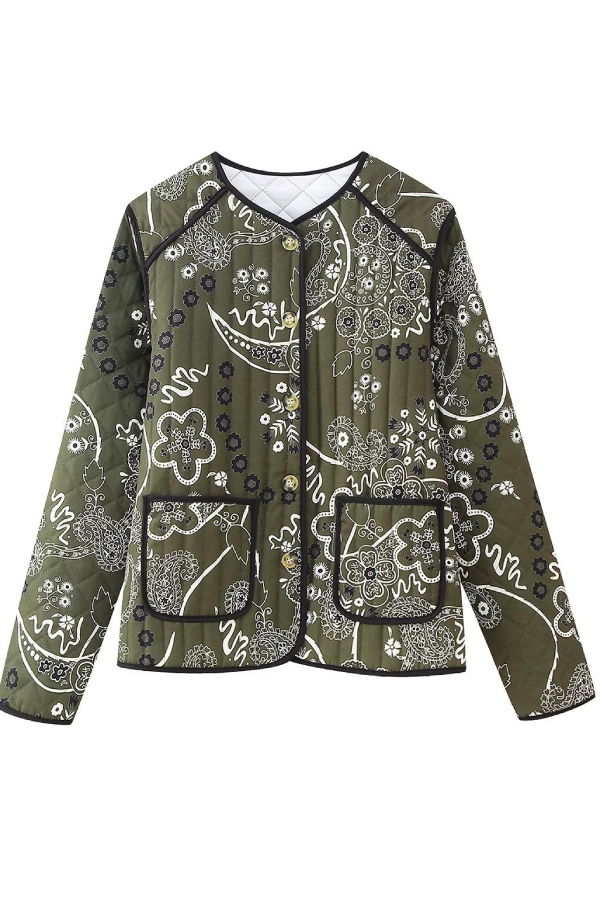 Mune | Print Bags Casual Crew Neck Jacket