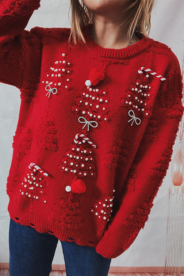 Mune | Christmas Pattern Knitted Round Neck Long Sleeve Sweater