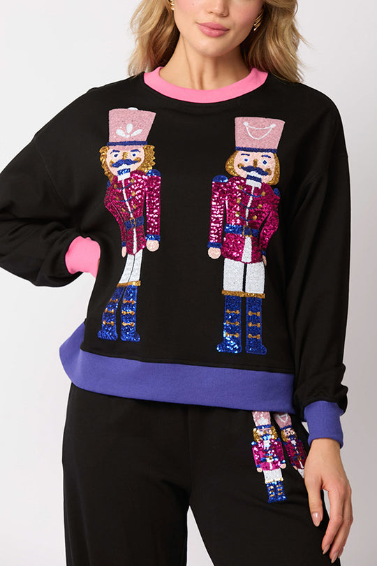 Mune | Santa Sequins Leisure Sweatshirt and Elastic Waist Loose Pocket Pants Set
