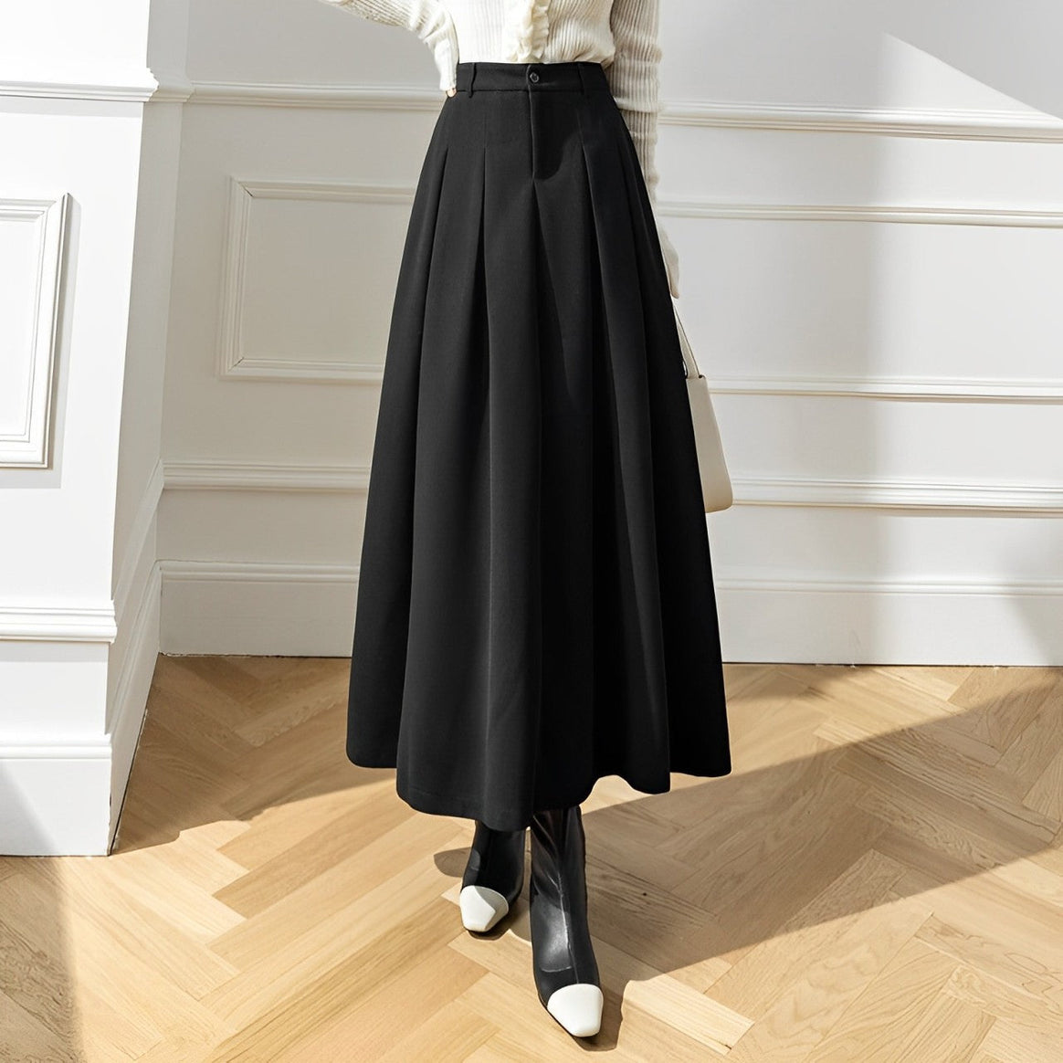 Mune | Skirt with high waist and pleats made of wool