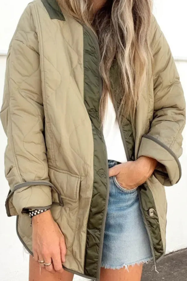 Mune | Loose Cotton Jacket Color Block Pocket Casual Jacket