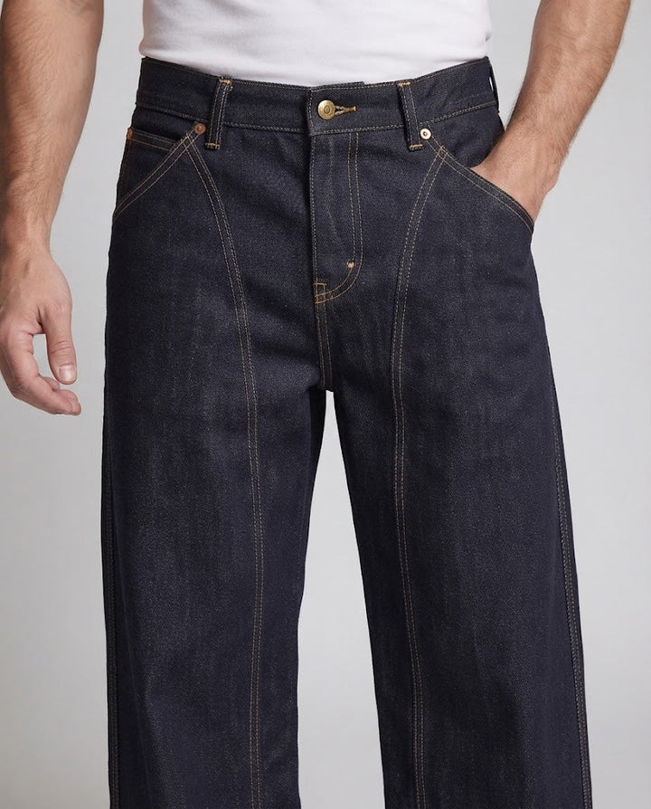Men's Baggy Jeans made of Rigid Denim with architectural seam panels Mune Fashion