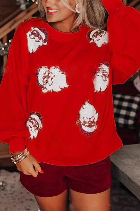 Mune | Santa Claus Sequins Casual Loose Sweatshirt