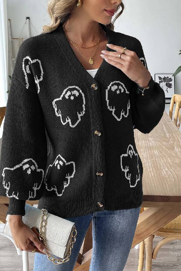Mune | Loose Casual Cartoon Jacquard Jacket