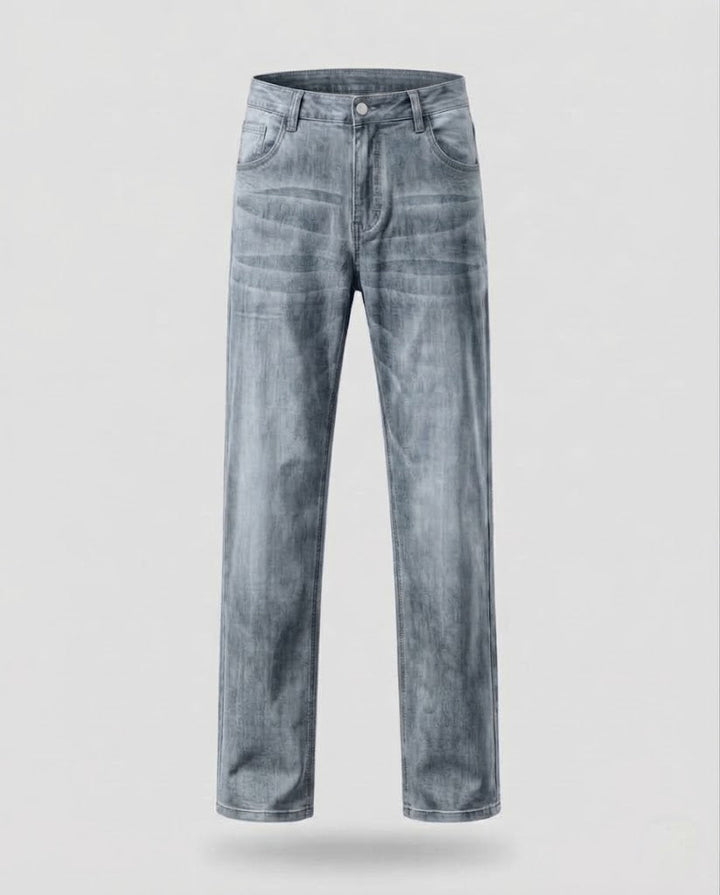 Men's Relaxed-Fit Denim Pants with Extra Wide Leg and Elastic Comfort Waistband Mune Fashion