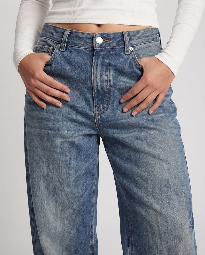 Ladies Baggy Jeans in Vintage Fading with Extra Wide Palazzo Cut Mune Fashion
