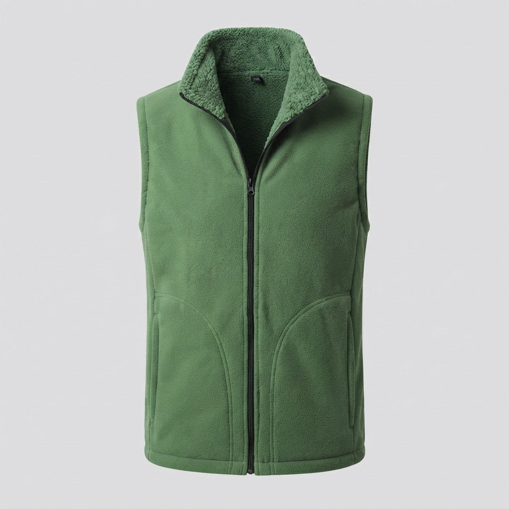 Men's Warm Thermal Fleece Vest with Sherpa Inner Lining, Stand Collar and Hidden Side Pockets Mune Fashion