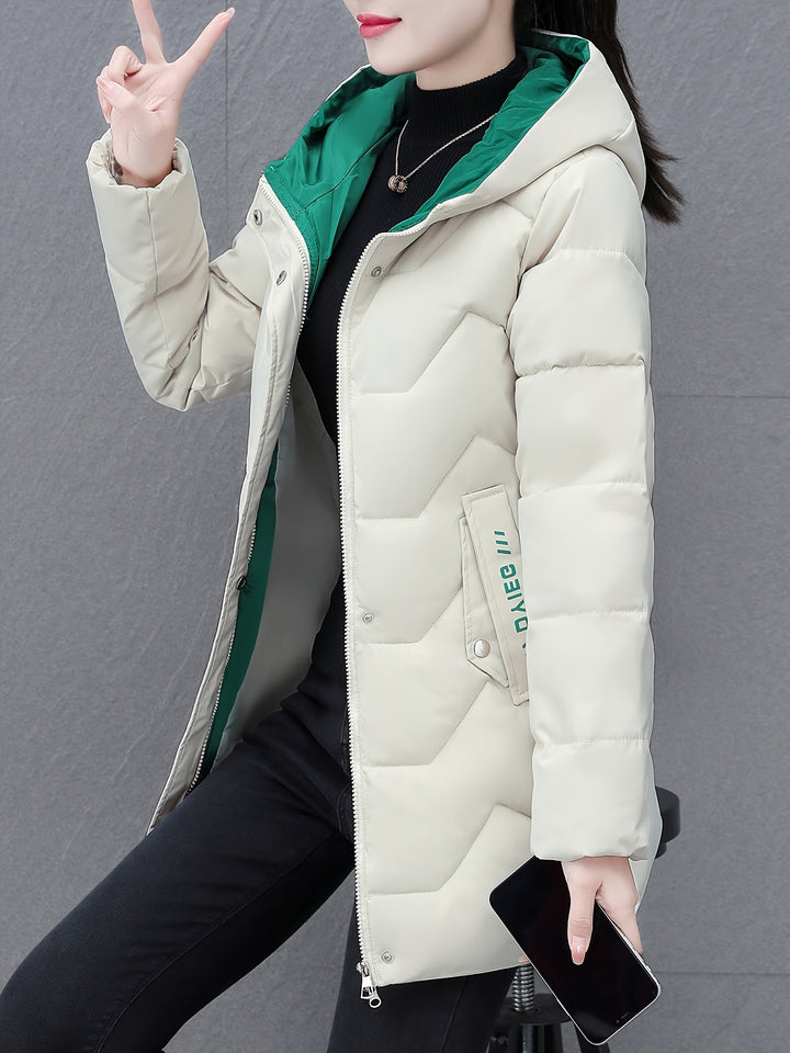 Mune | Long, casual women's down jacket with hood