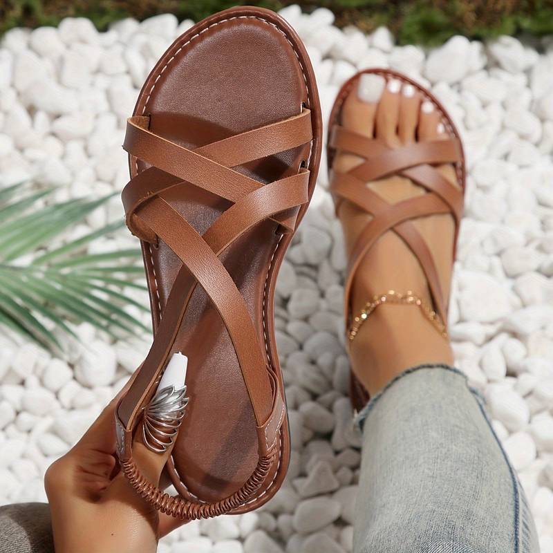Mune Fashion | Crisscross Flat Sandals with Non-Slip Straps