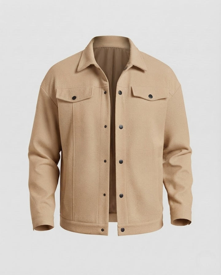 Men's overshirt jacket made of wool blend with snap buttons and patch breast pockets Mune Fashion