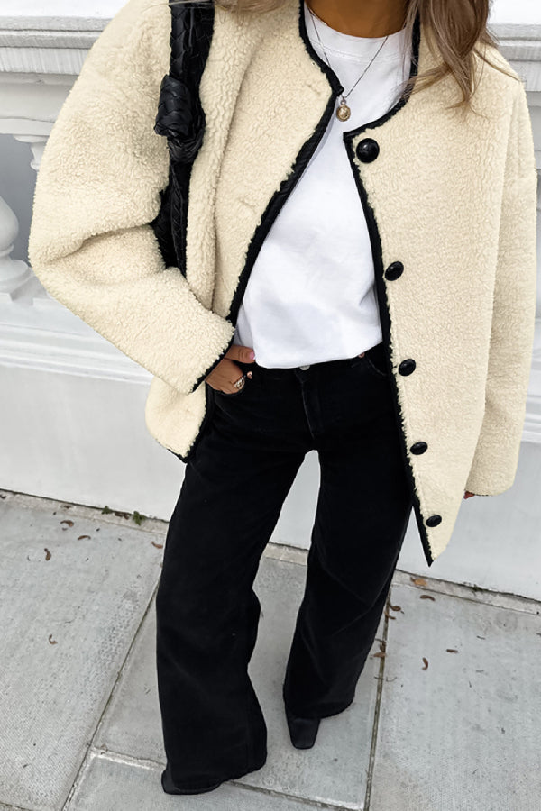 Mune | Patchwork Crew Neck Warm Loose Jacket