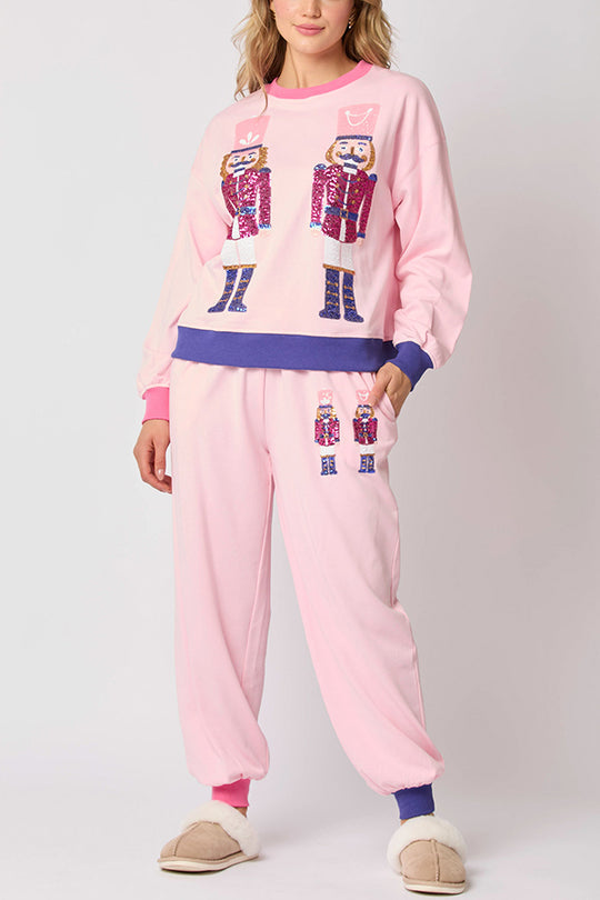 Mune | Santa Sequins Leisure Sweatshirt and Elastic Waist Loose Pocket Pants Set