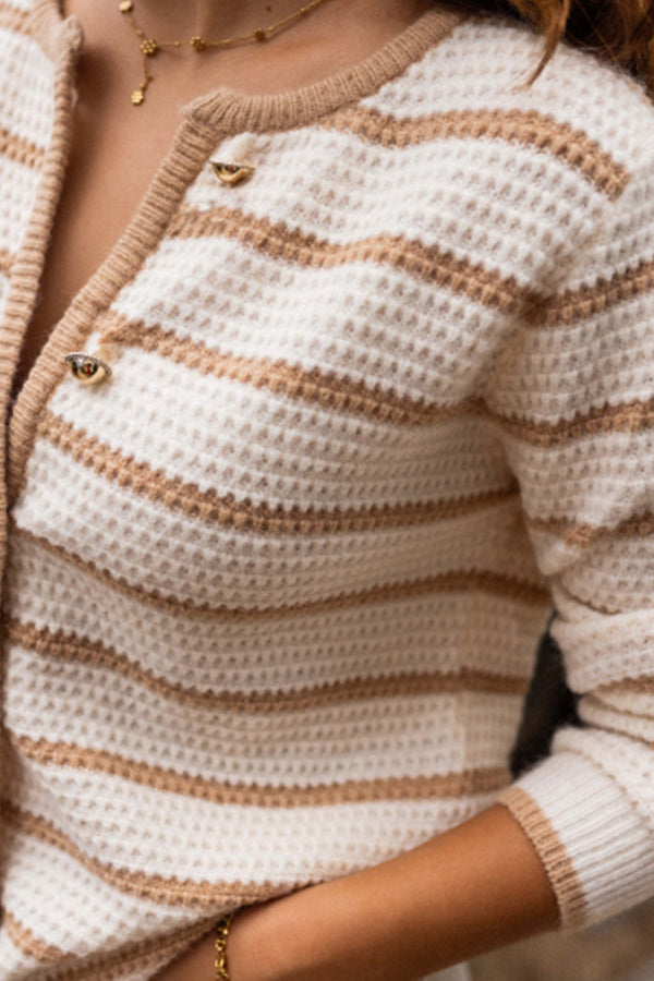Mune | Striped Round Neckline Jacket