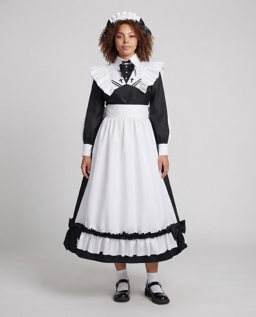 Women's costume dress with ruffle details and elegant accessories Mune Fashion