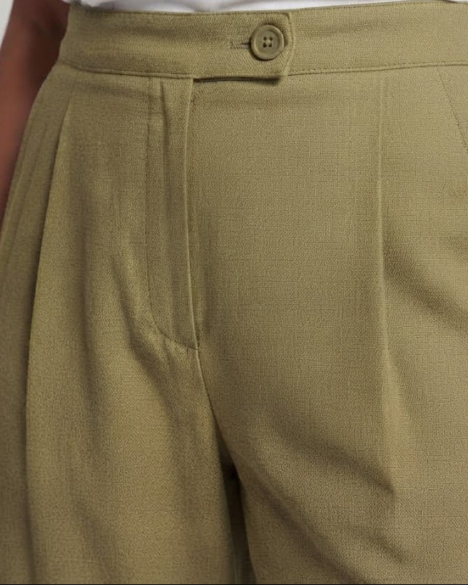 Women's High-Waist Culotte Pants with Wide Leg and Pleat Mune Fashion