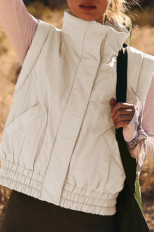 Mune | Stand Collar Button Sleeveless Loose Pocket Box Jacket