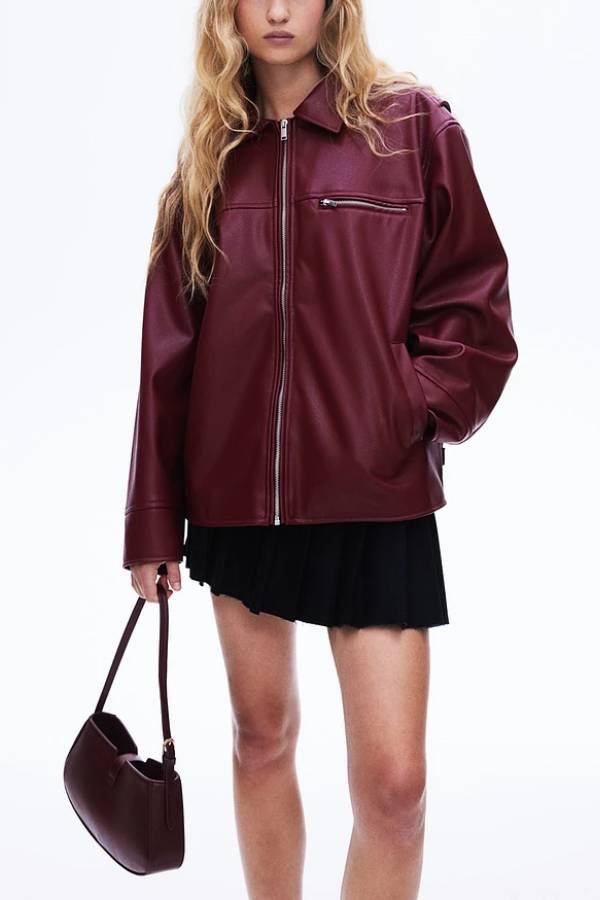 Mune | Revers Long Sleeve Pocket Zipper Leather Jacket