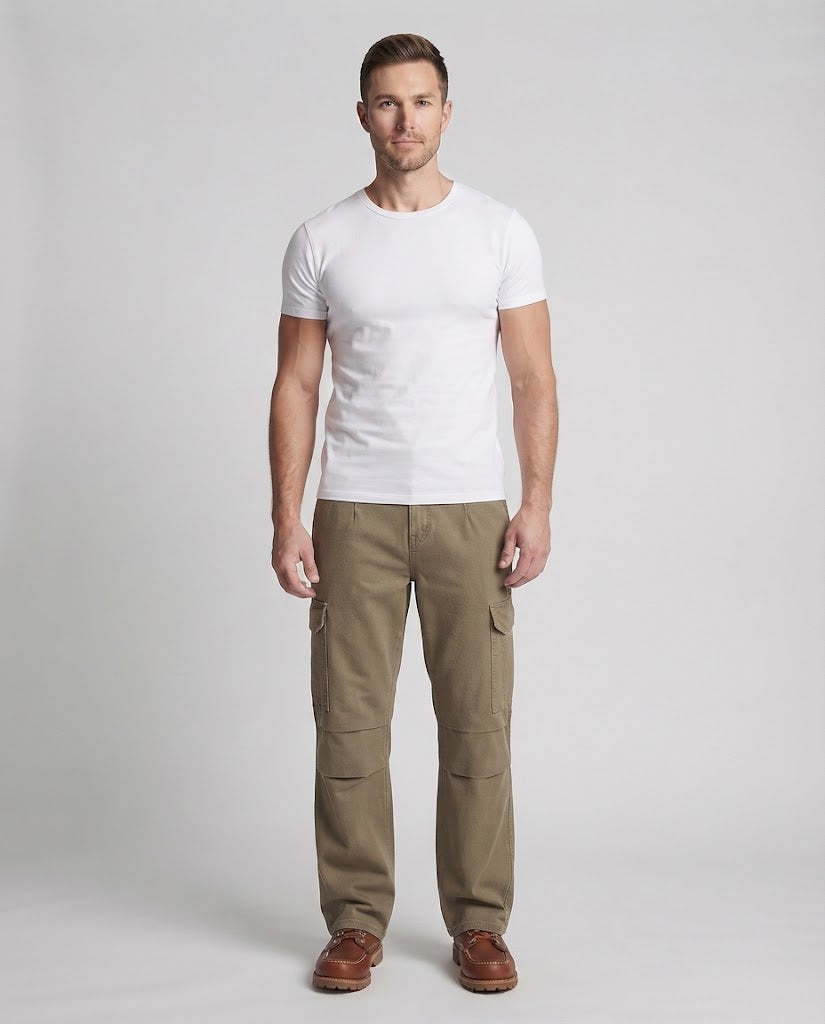 Men's Relaxed Utility Cargo Palazzo Pants with Layered Knee Panels Mune Fashion