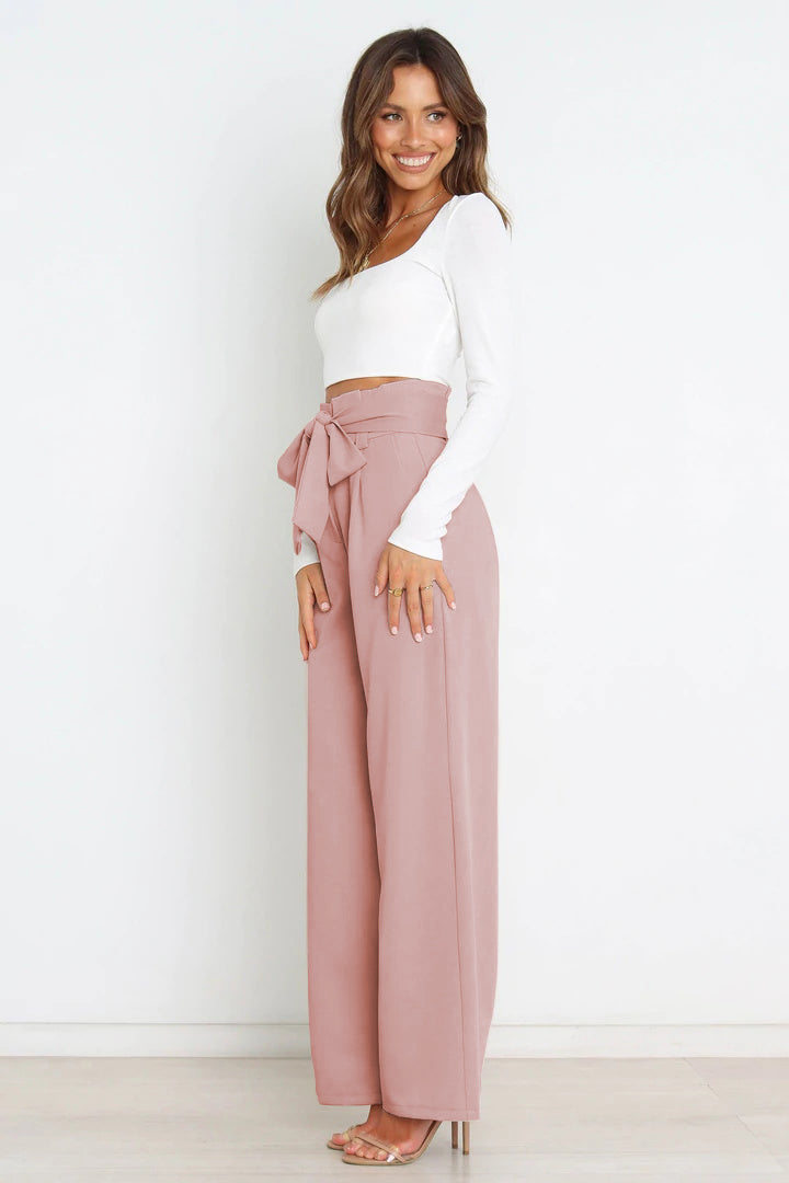 Mune Fashion | High Waist Paperbag Pants with Bow Detail