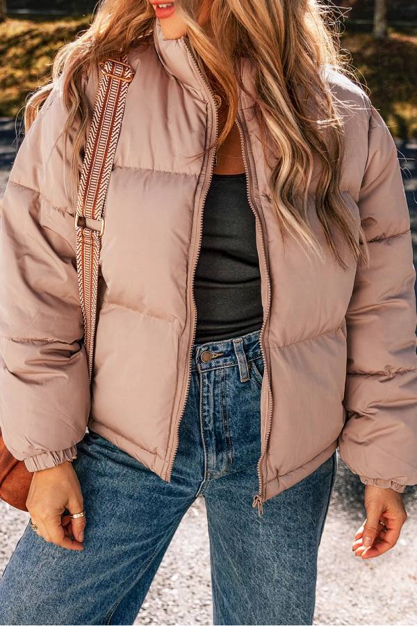 Mune | Pink Full Zip Quilted Puffer Jacket