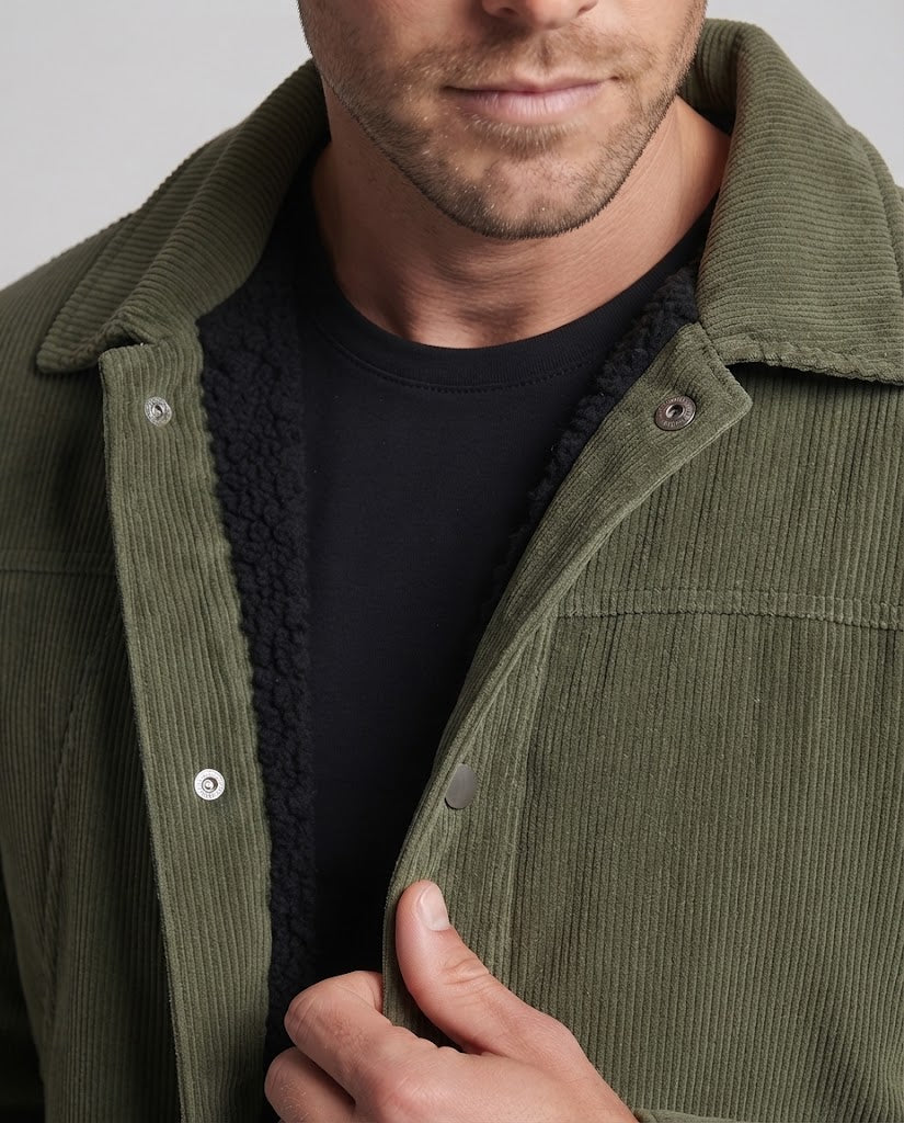 Men's Soft Cord Jacket with Teddy Lining Mune Fashion