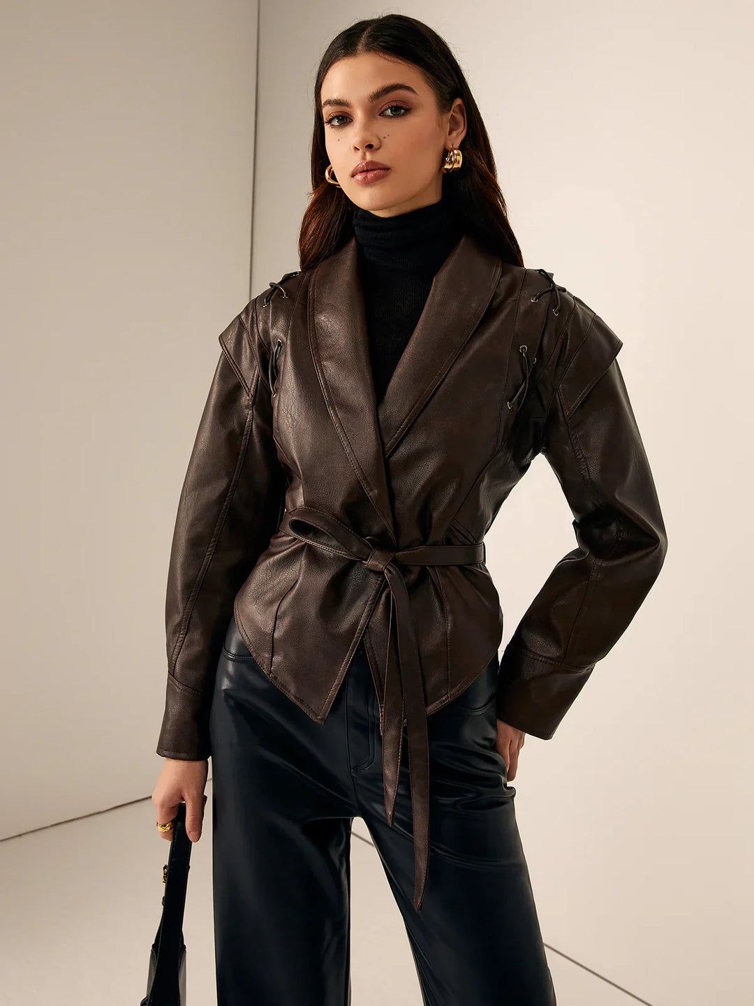 Mune | Leather Lace Lapel Collar Blazer Jacket