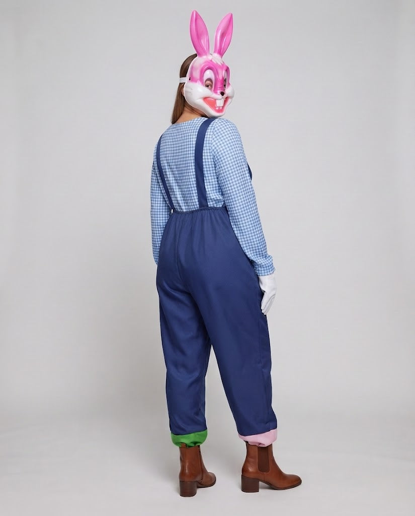 Women's costume for Carnival with bunny mask and overalls Mune Fashion