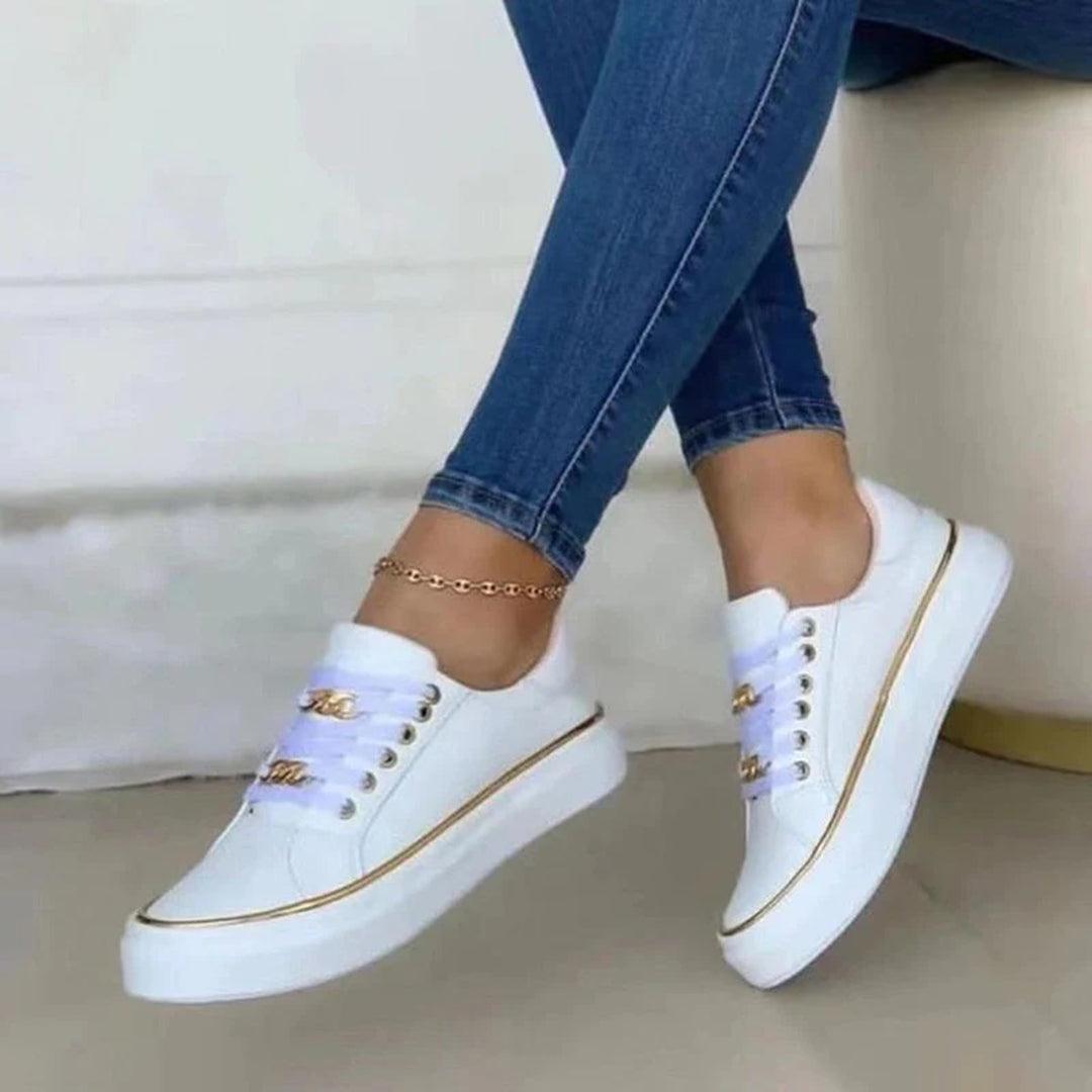 Women's sneakers with chic gold accent