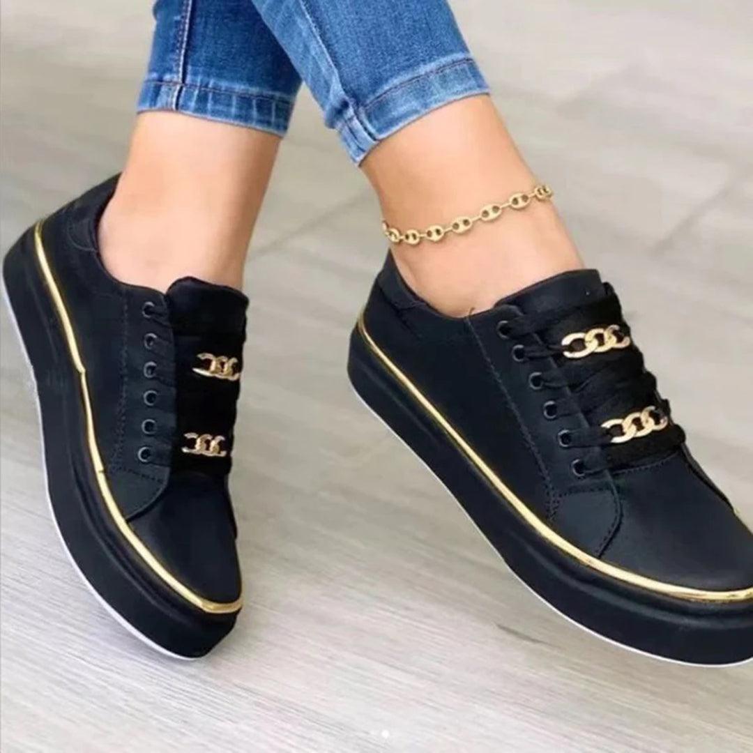 Women's sneakers with chic gold accent