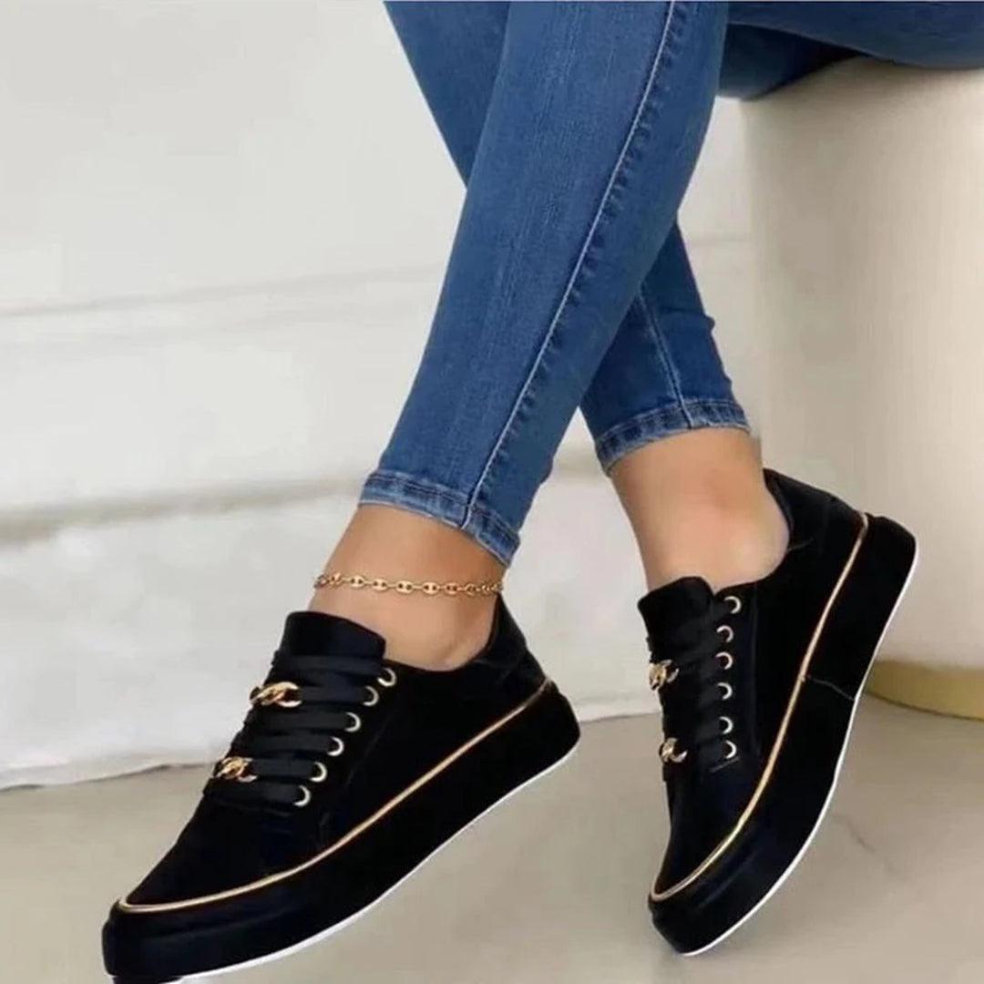 Women's sneakers with chic gold accent