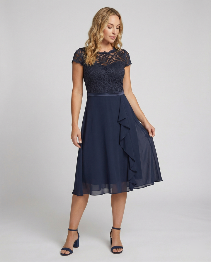 Transparent short-sleeved elegant dress