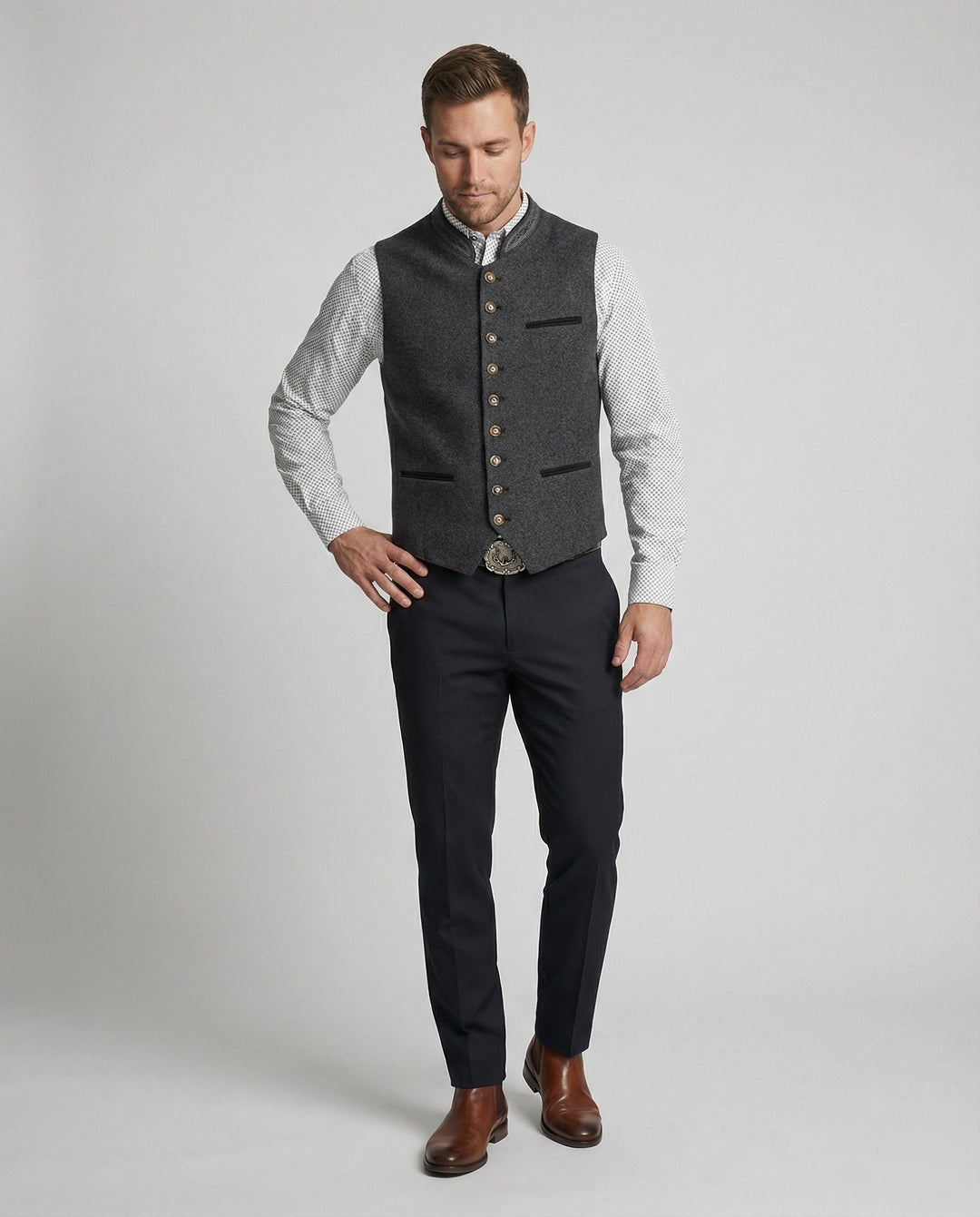 Mune Fashion - Elegant Men's Traditional Waistcoat Gray