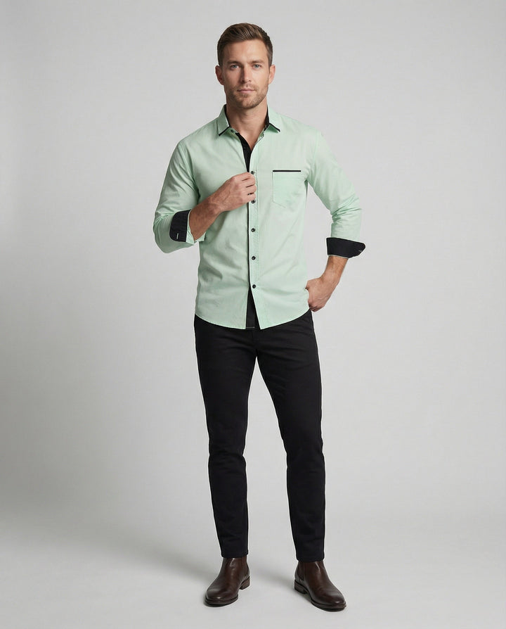 Long sleeve shirt men business with Kent collar