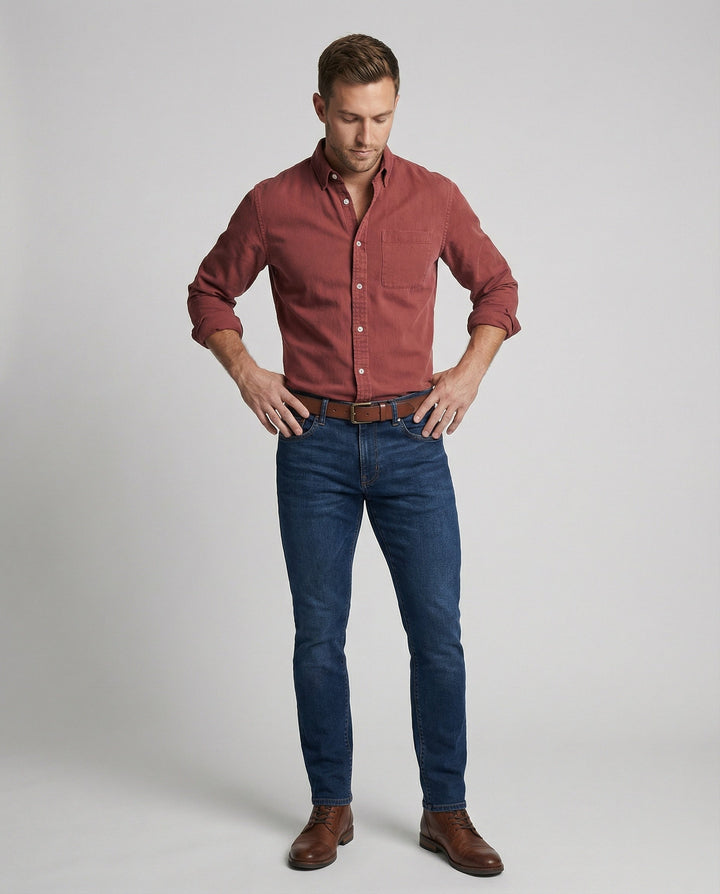 Long sleeve shirt men classic with chest pocket