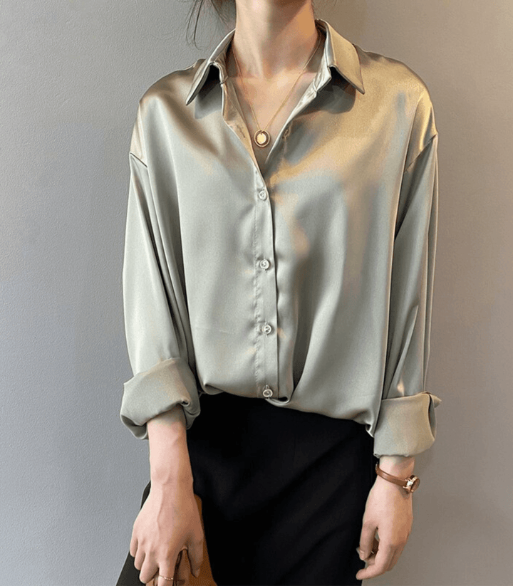 Mune | Buttoned Satin Silk Blouse