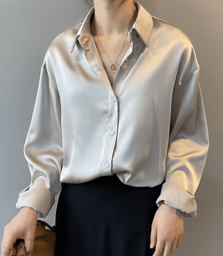 Mune | Buttoned Satin Silk Blouse