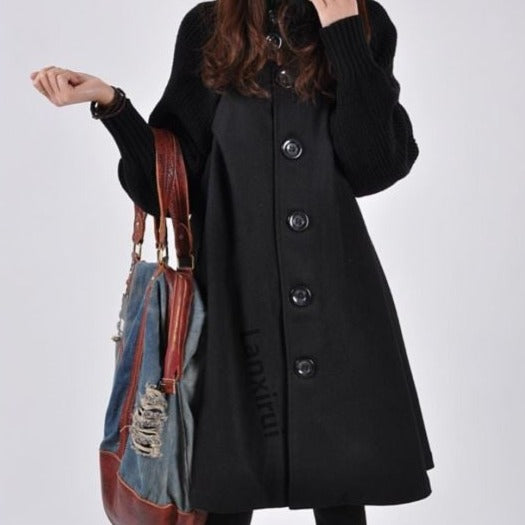 Mune | High-neck patchwork coat with long sleeves
