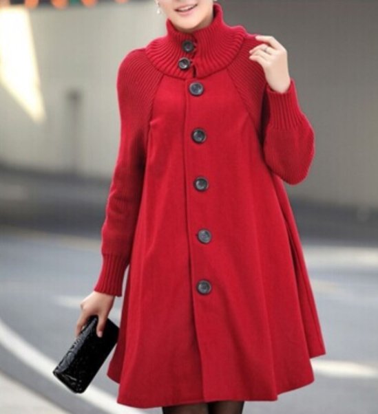 Mune | High-neck patchwork coat with long sleeves