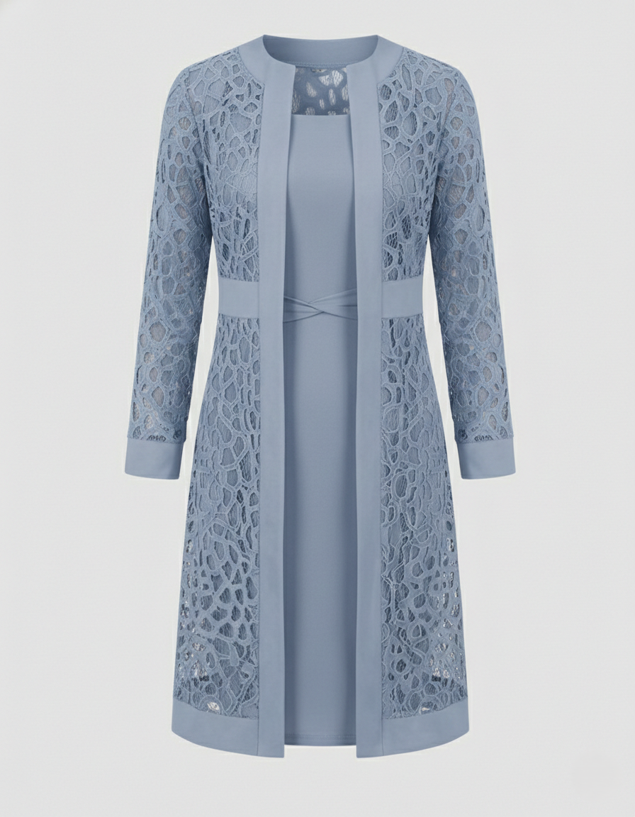 Elegant lace cardigan dress