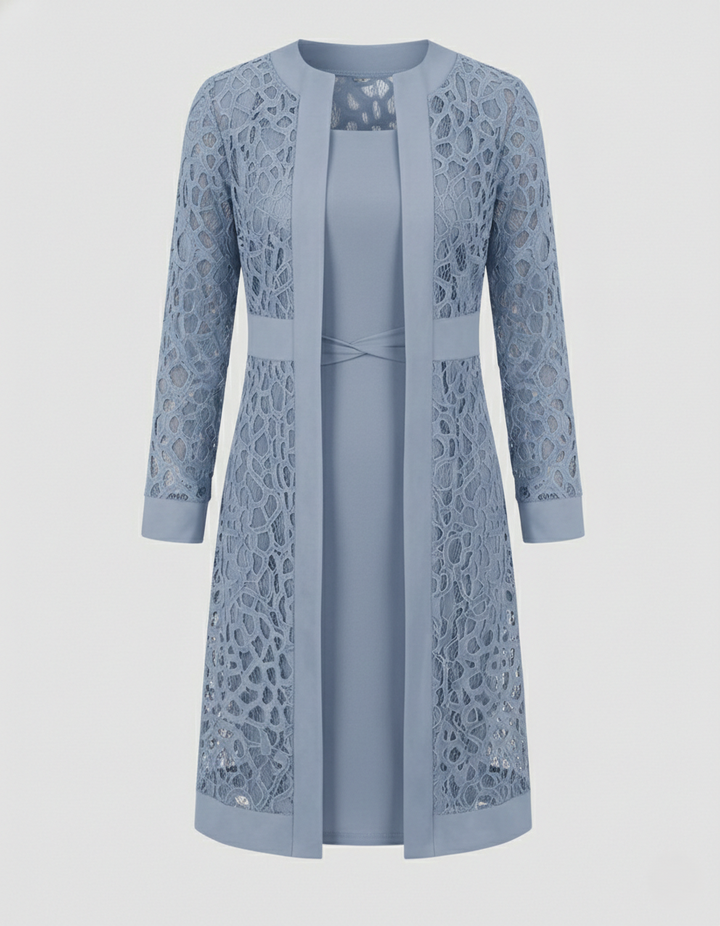 Elegant lace cardigan dress