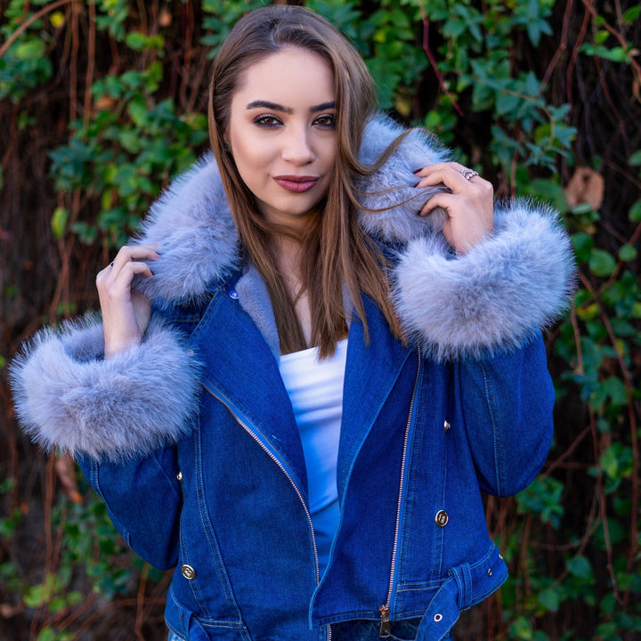 Mune | Denim Jacket with Faux Fur Collar