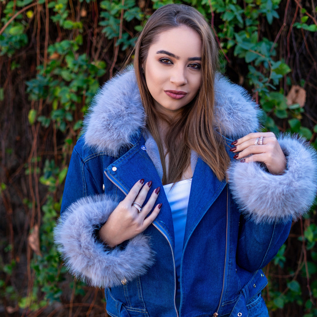 Mune | Denim Jacket with Faux Fur Collar