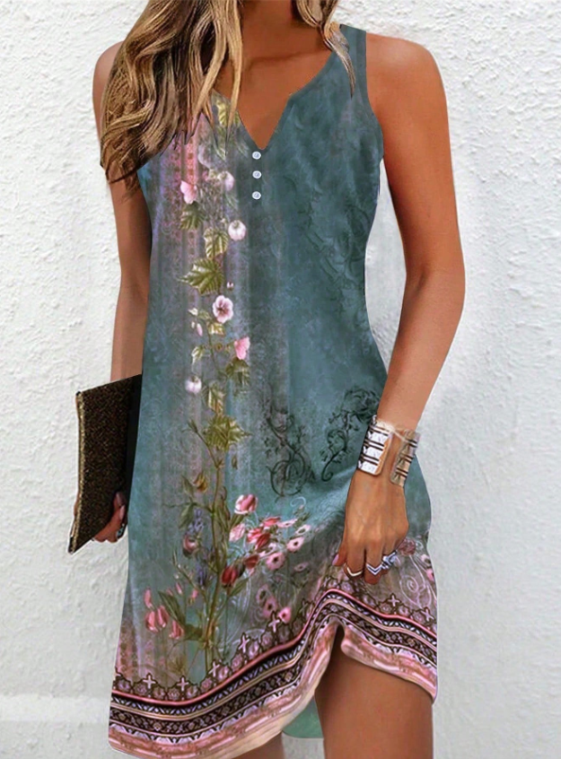 Women’s Asymmetric Abstract Art Midi Dress