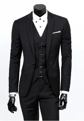 Mune Fashion | Beige Three-Piece Men's Suit With Vest